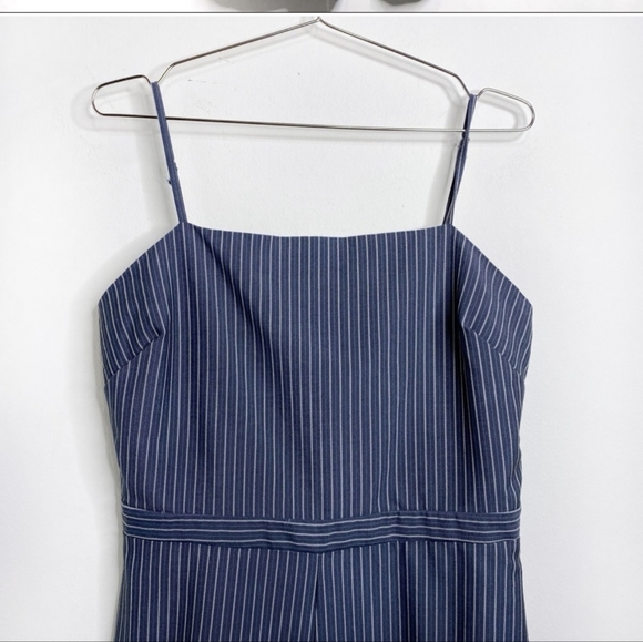 Lulus Pants - Lulu’s Negotiation Slate Striped Midi Jumpsuit